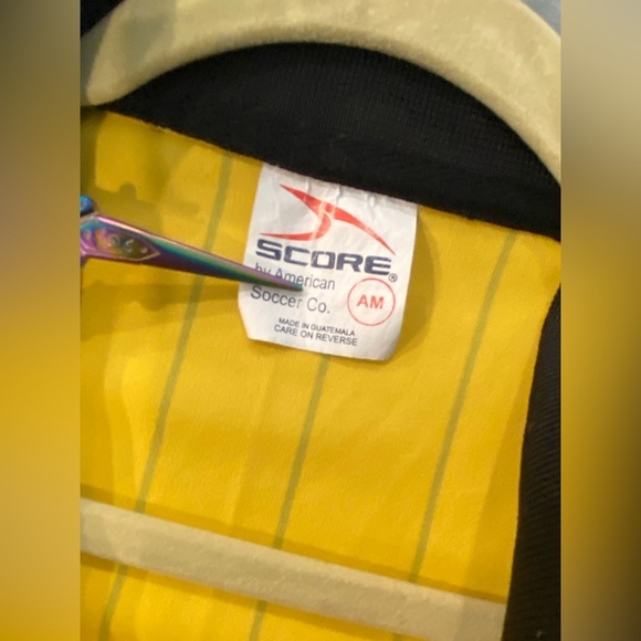 Score Size Adult Medium Yellow Black Stripe Short Sleeve Soccer Referee Jersey - Picture 11 of 11